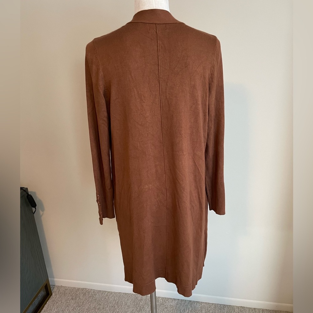 JM Collection Chocolate Brown Knit Cardigan - Picture 5 of 6